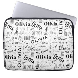 Olivia Custom Name Black White  Laptopschutzhülle
