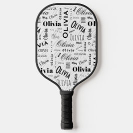 Olivia Custom Name Black White  Pickleball Schläger