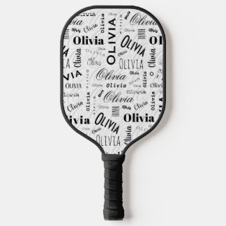 Olivia Custom Name Black White  Pickleball Schläger
