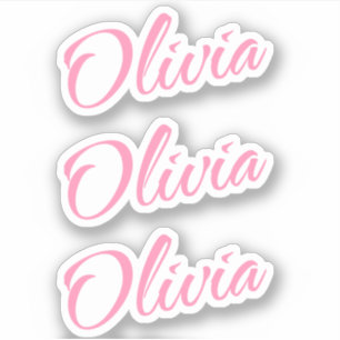 Olivia Decorative Name in Rosa x3 Aufkleber