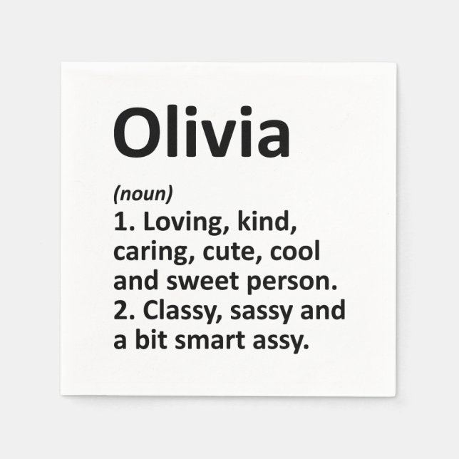 OLIVIA Definition Personalisiert Name Funny Birthd Serviette (Vorderseite)
