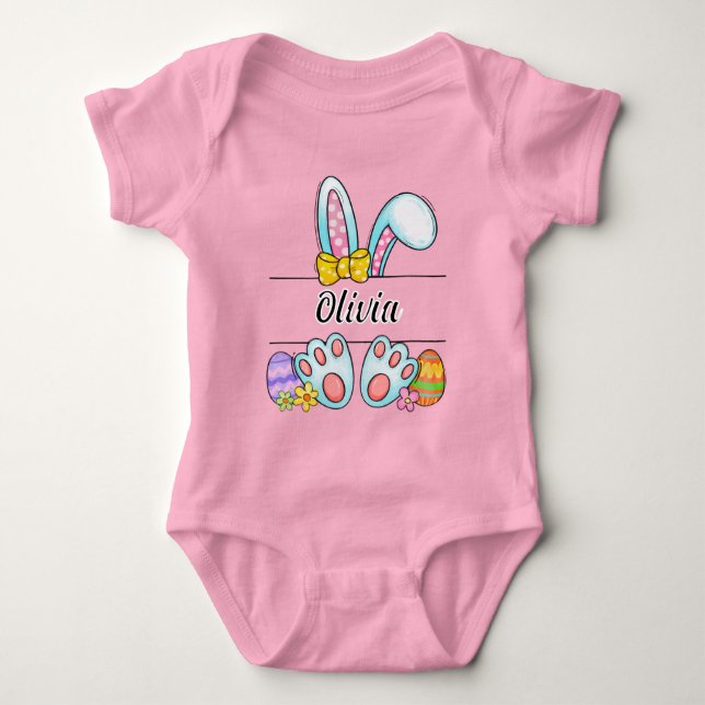 Olivia Easter Bunny Baby Strampler (Vorderseite)