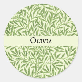Olivia Elegant Floral Personalisiert Name Runder Aufkleber