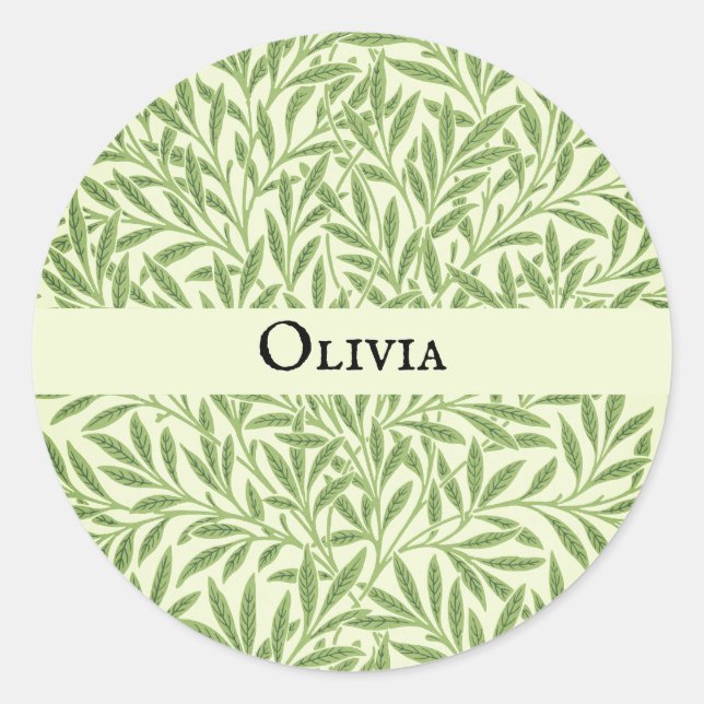 Olivia Elegant Floral Personalisiert Name Runder Aufkleber (Vorderseite)