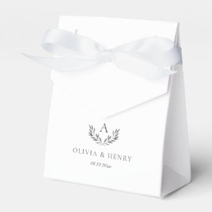 Olivia Elegant Gray Monogram Small Wedding Geschenkschachtel