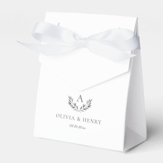 Olivia Elegant Gray Monogram Small Wedding Geschenkschachtel (Vorderseite)