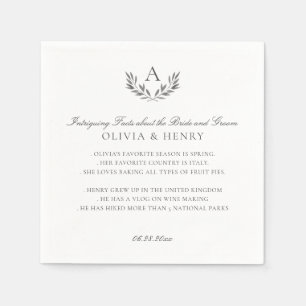 Olivia Elegant Gray Monogram Wedding Fun Fakten Serviette