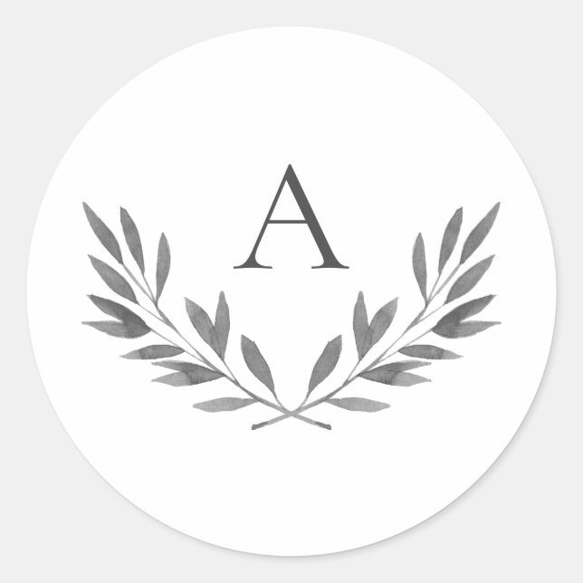 Olivia Elegant Gray Monogram Wedding Sticker (Vorderseite)