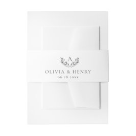 Olivia Elegant Monogram Silver & White Wedding Einladungsbanderole