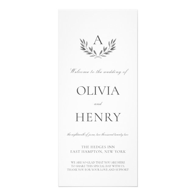 Olivia Elegant Simple Double-Sided Wedding Program Werbekarte (Vorne)