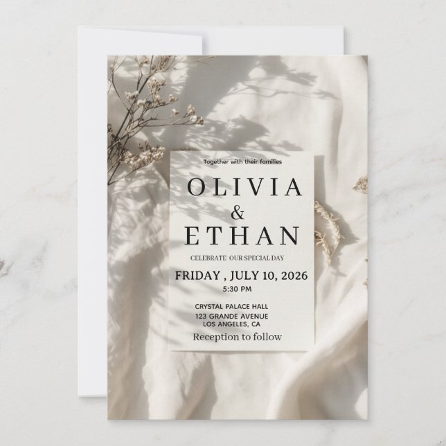 Olivia & Ethan Hochzeitseinladung Einladung (Vorderseite)