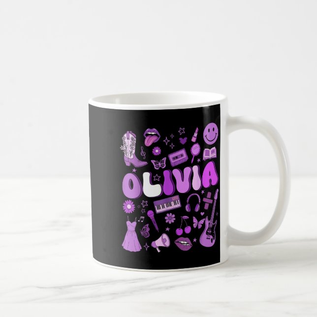 Olivia First Name I Love Olivia Groovy 80's Girls  Kaffeetasse (Rechts)