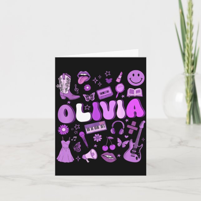 Olivia First Name I Love Olivia Groovy 80's Girls  Karte (Vorderseite)