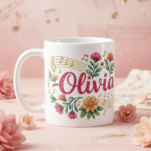 Olivia Floral Musikliebhaber Glitzer-Tasse Kaffeetasse