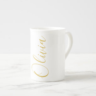 Olivia Gold Schriftname Weiße Spezialtasse Prozellantasse