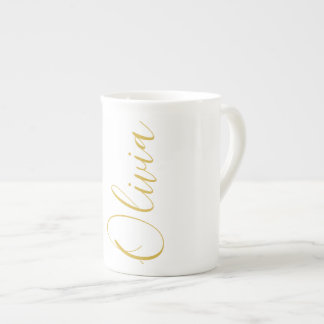 Olivia Gold Schriftname Weiße Spezialtasse Prozellantasse