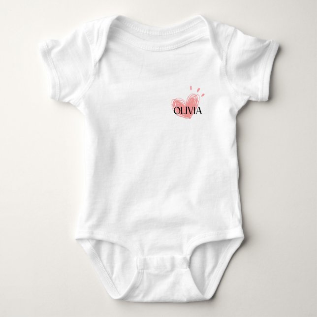 Olivia Heart Baby Bodysuit Baby Strampler (Vorderseite)