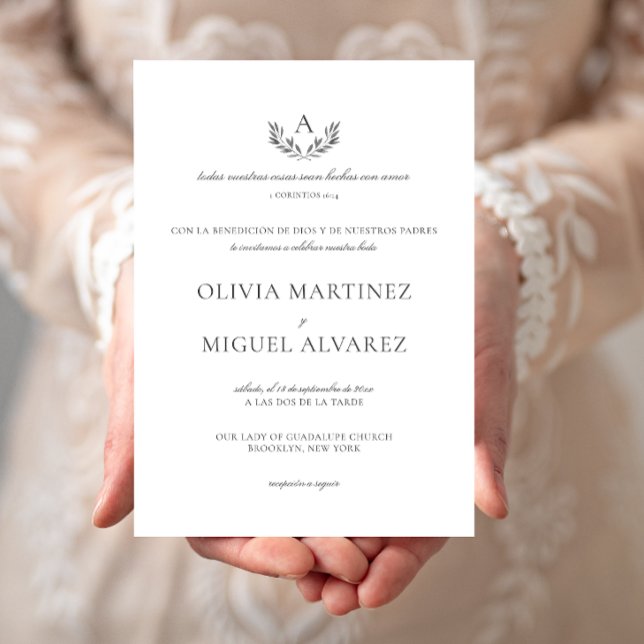 Olivia Invitacion de Boda Cristiana Wedding Einladung (Invitacion de boda católica sencilla y elegante digital para imprimir)