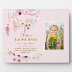 OLIVIA - Mädchen Name Bedeutung Geschenk - Meerjun Fotoplatte