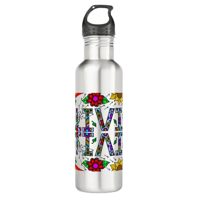 Olivia, Mädchenname Whimsical Art Aluminium Water Edelstahlflasche (Vorderseite)