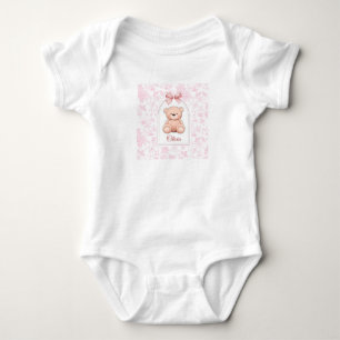 Olivia Maßgeschneidertes rosa Teddybär-Kinderzim Baby Strampler