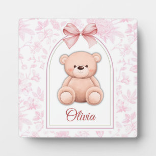 Olivia Maßgeschneidertes rosa Teddybär-Kinderzim Fotoplatte