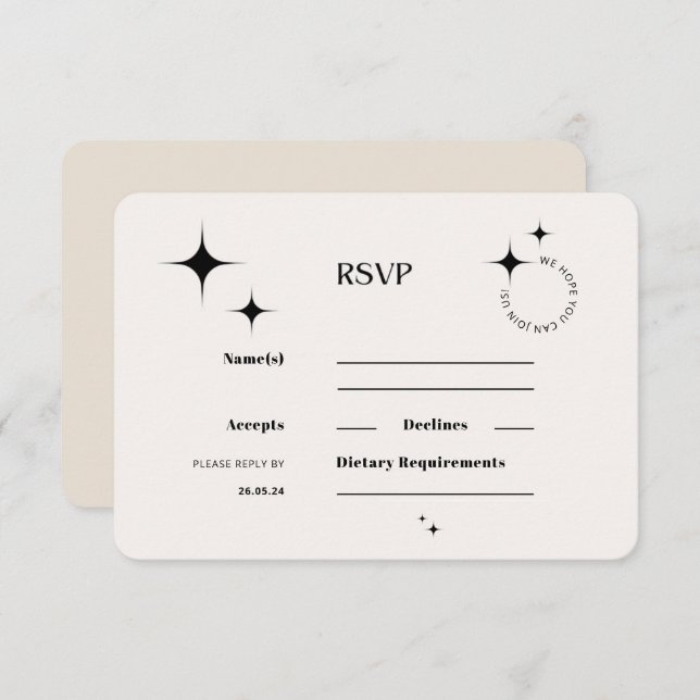 OLIVIA Modern Ivory Celestie UAWG Response Card RSVP Karte (Vorne/Hinten)