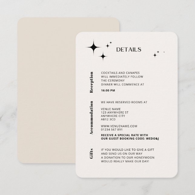 OLIVIA Moderne ivorische Himmelskarte Begleitkarte (Vorne/Hinten)