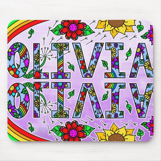 Olivia, Name eines Mädchen im digitalen Folk Art S Mousepad (Vorne)