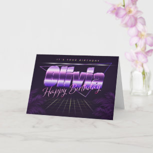 Olivia Name Vorname lila retro Karte Geburtstag