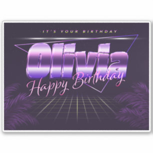 Olivia Name Vorname lila retro Sticker Geburtstag