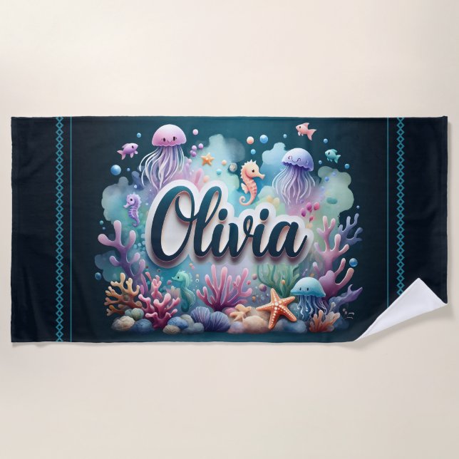 Olivia Ocean Adventure Beach Handtuch (Vorderseite)