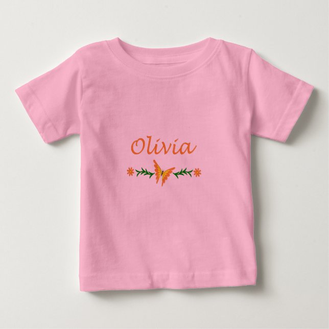 Olivia (Orange Butterfly) Baby T-shirt (Vorderseite)