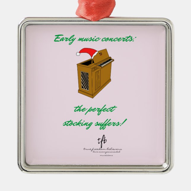 Olivia Orgel Weihnachts Strumpf Premium Sq. Ornament Aus Metall (Vorne)