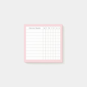 Olivia Personalisiert Habit Tracker in Blush Post-it Klebezettel