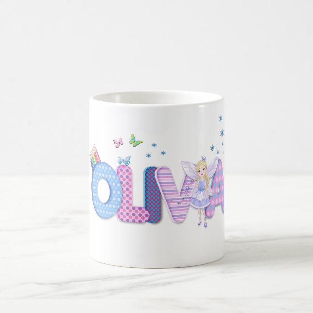 OLIVIA/personalisierte Namensillustration Tasse (Mittel)