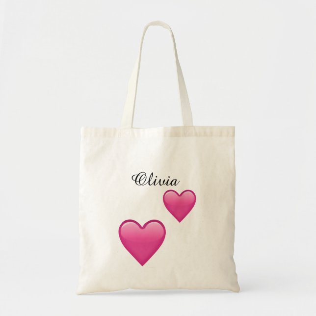 Olivia Personalisierte Tasche mit Herzen Emoji (Vorne)