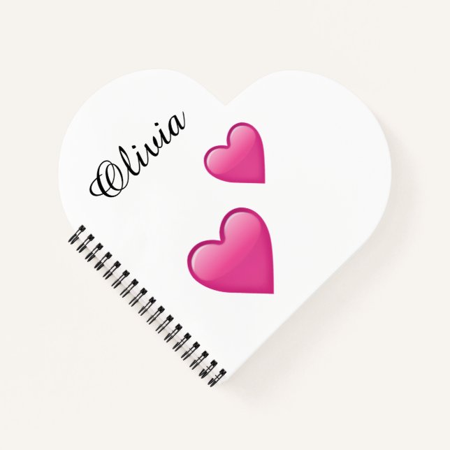 Olivia Personalisiertes Emoji-Herzen Notizbuch (Vorderseite)