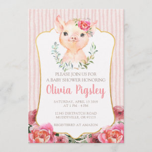Olivia Pigsley Baby Shower Einladung