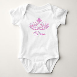 Olivia, Pink Princess Baby T-Shirt, Babyname hinzu Baby Strampler