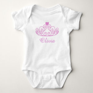 Olivia, Pink Princess Baby T-Shirt, Babyname hinzu Baby Strampler