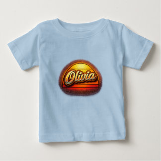 Olivia Retro-Sonnenuntergang Personalisiertes Name Baby T-shirt