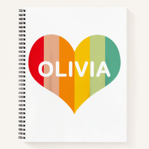 Olivia Retro Vintage Herz Name Notizbuch