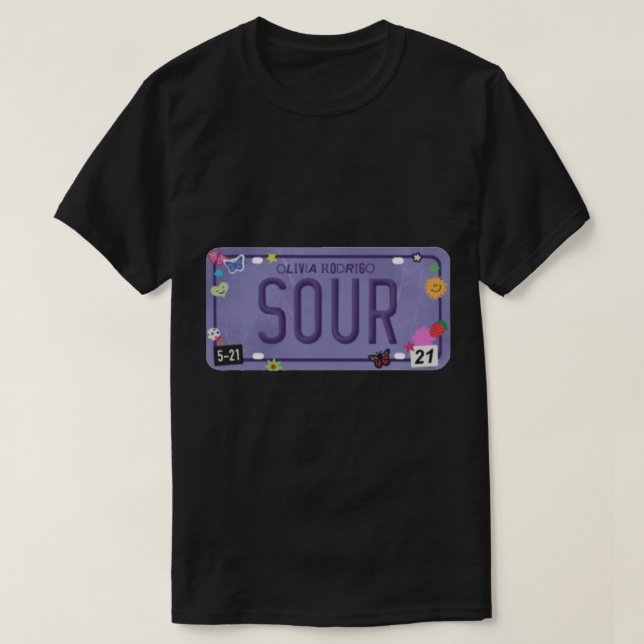 OLIVIA RODRIGO SOUR LICENSE PLATE Aufkleber T-Shirt (Design vorne)