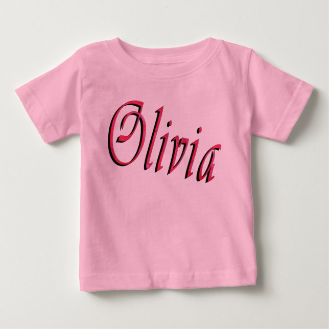 Olivia, Rosa-Cursive-Logo, Baby-T - Shirt (Vorderseite)