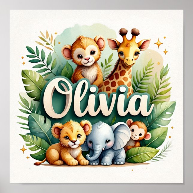 Olivia Safari Kinderzimmer Poster (Vorne)
