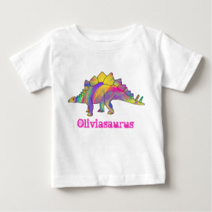 Olivia Saurus bunte Stegosaurus-Dinosaurier-Kunst Baby T-shirt