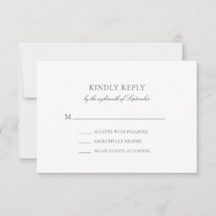 Olivia Simple Gray Minimalistisch Wedding RSVP Car
