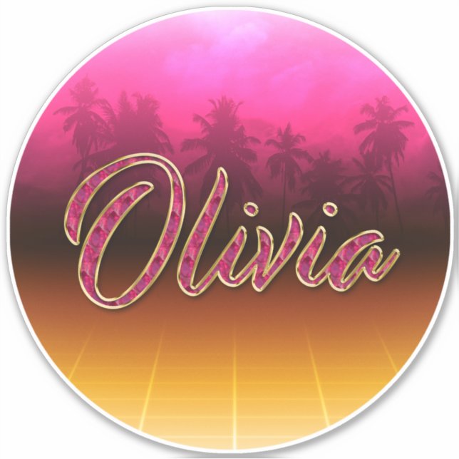 Olivia Vorname Name golden pink Aufkleber Sticker (Vorderseite)