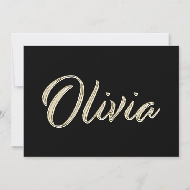 Olivia white gold Handwriting Karte (Vorderseite)